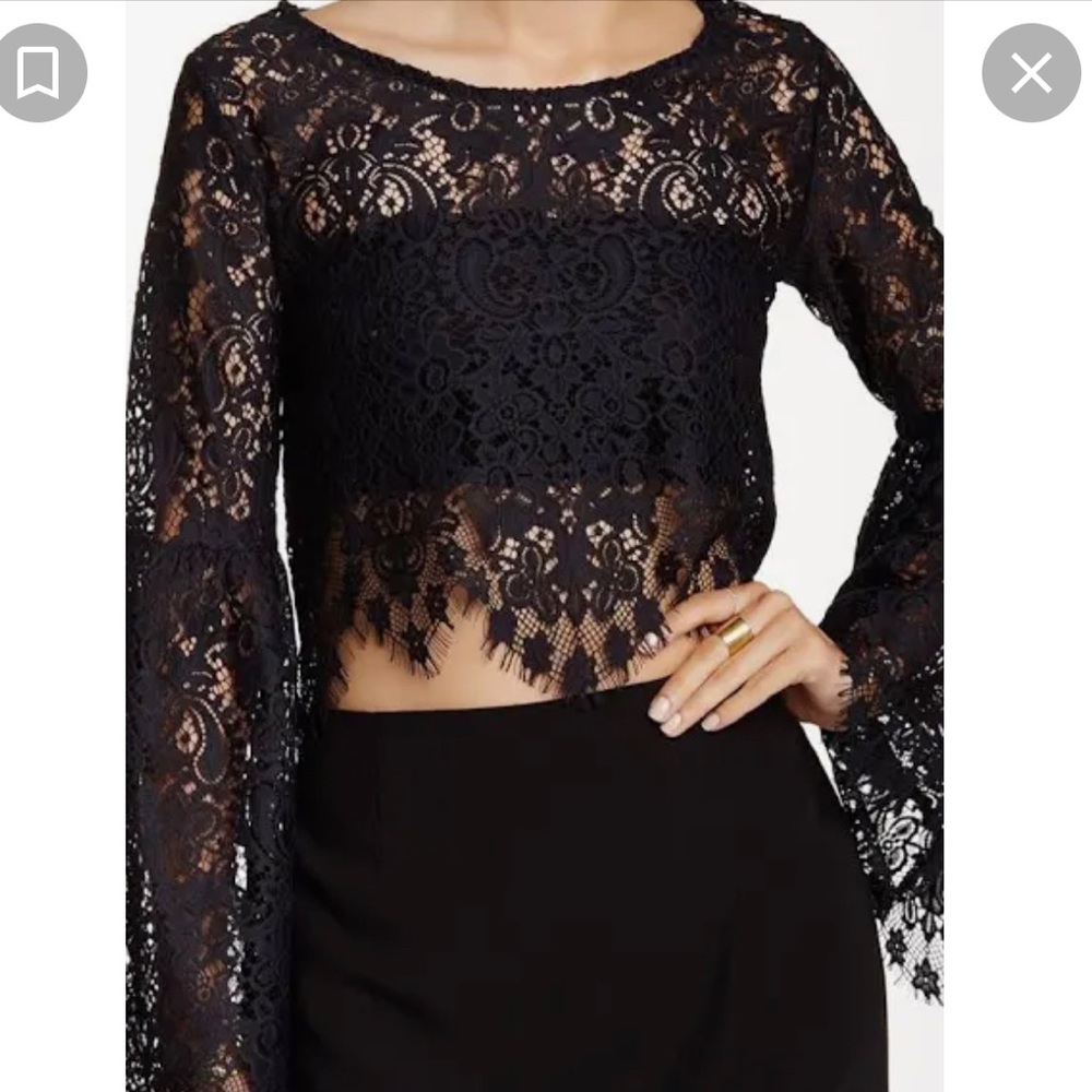 For Love and Lemons Black Lace Top XS